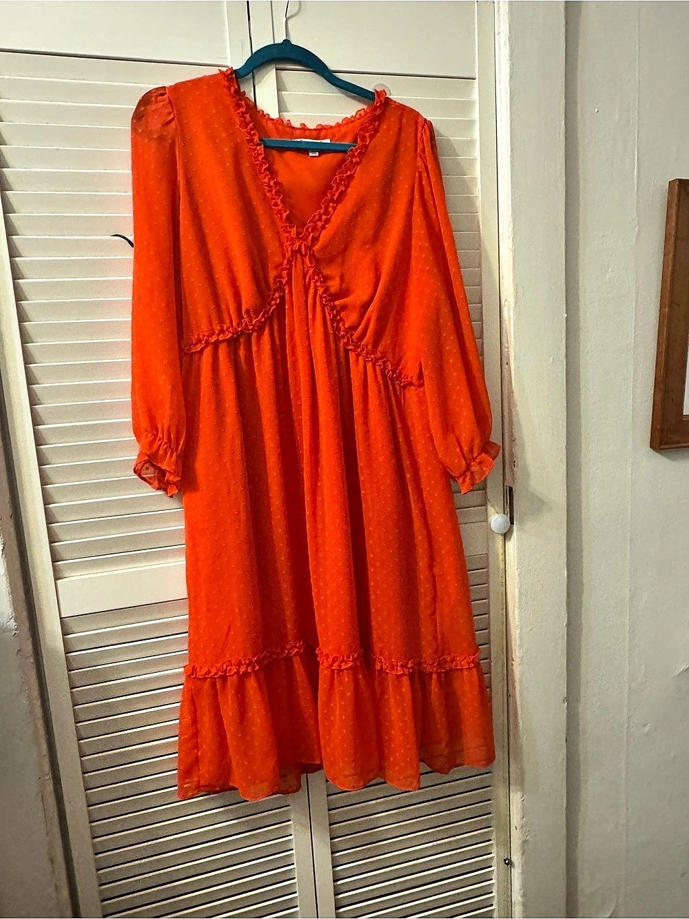 Nanette Lepore Textured Tiered Midi Dress in Orange Size 16